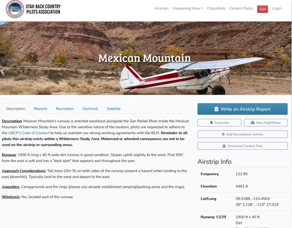 Mexican Mountain airstrip details page